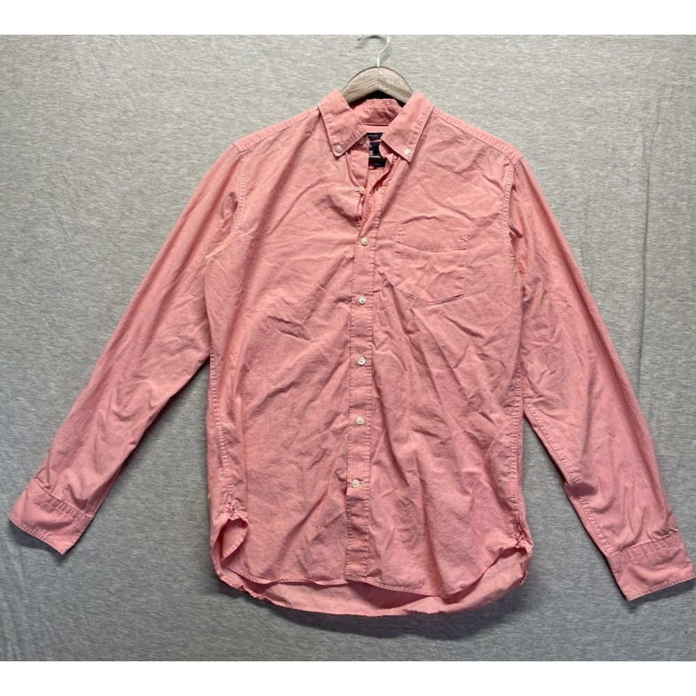 Gap Fini Vintage Wash Slim Fit Shirt Mens Medium Salmon Pink Cotton Button Down